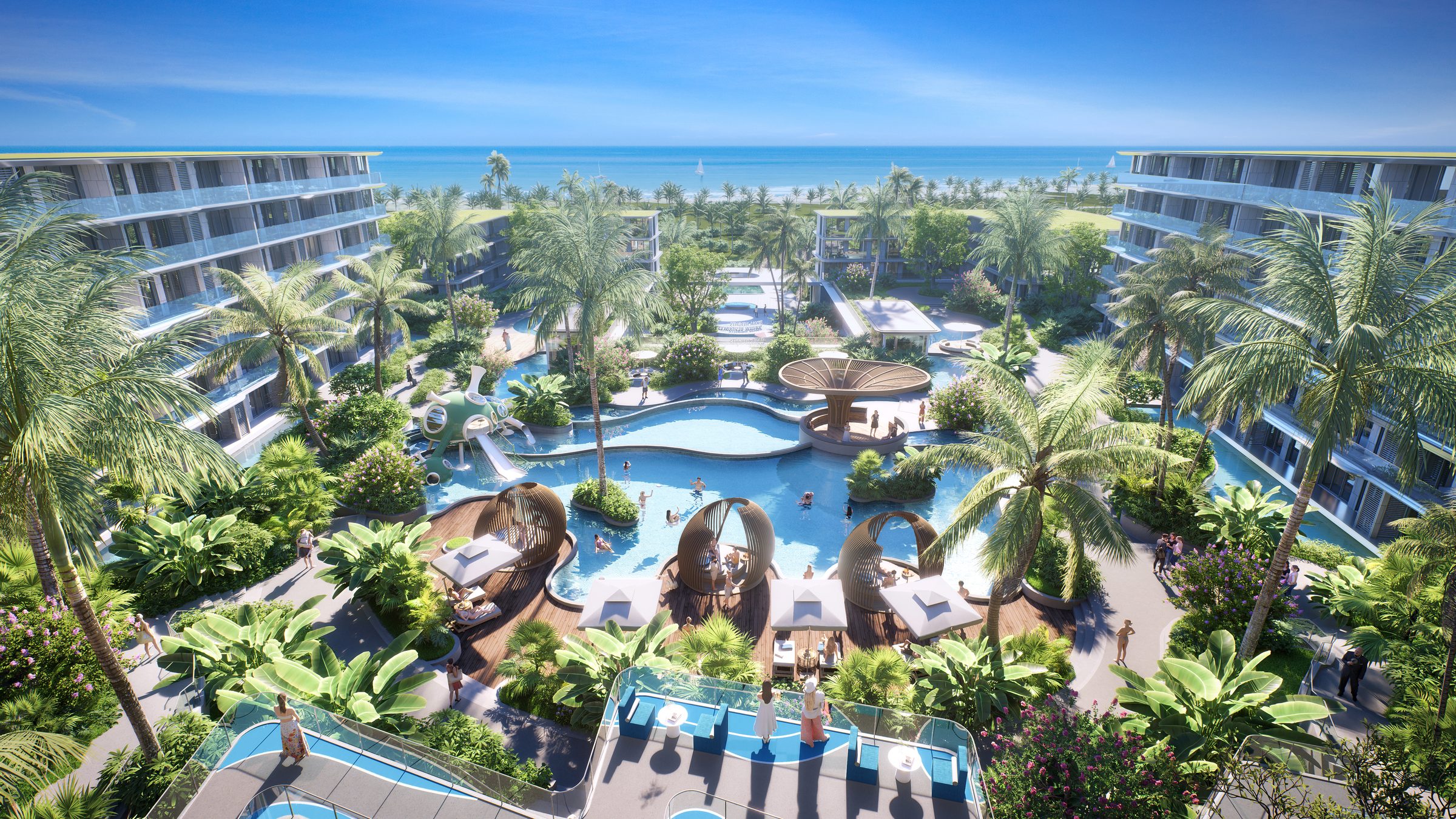 Pool area with sea view, AYANA Heights